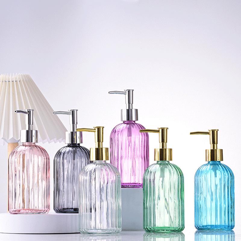 Vertikaler Streifen Nichtrutschender Glas Seifen- & Lotion-Spender für Zuhause oder Hotel