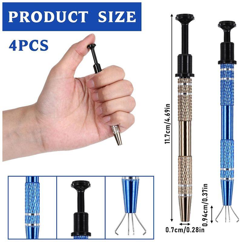 Aug. 4Pcs 4 Claw Jeweler's Pick Up Tool, Piercing Ball Grabber Tool For Small Parts, Metal Grabber Claw Pickup Holder