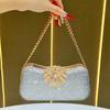 Borsa da sera a pochette di lusso con diamanti per eventi formali con catenella e chiusura a lucchetto