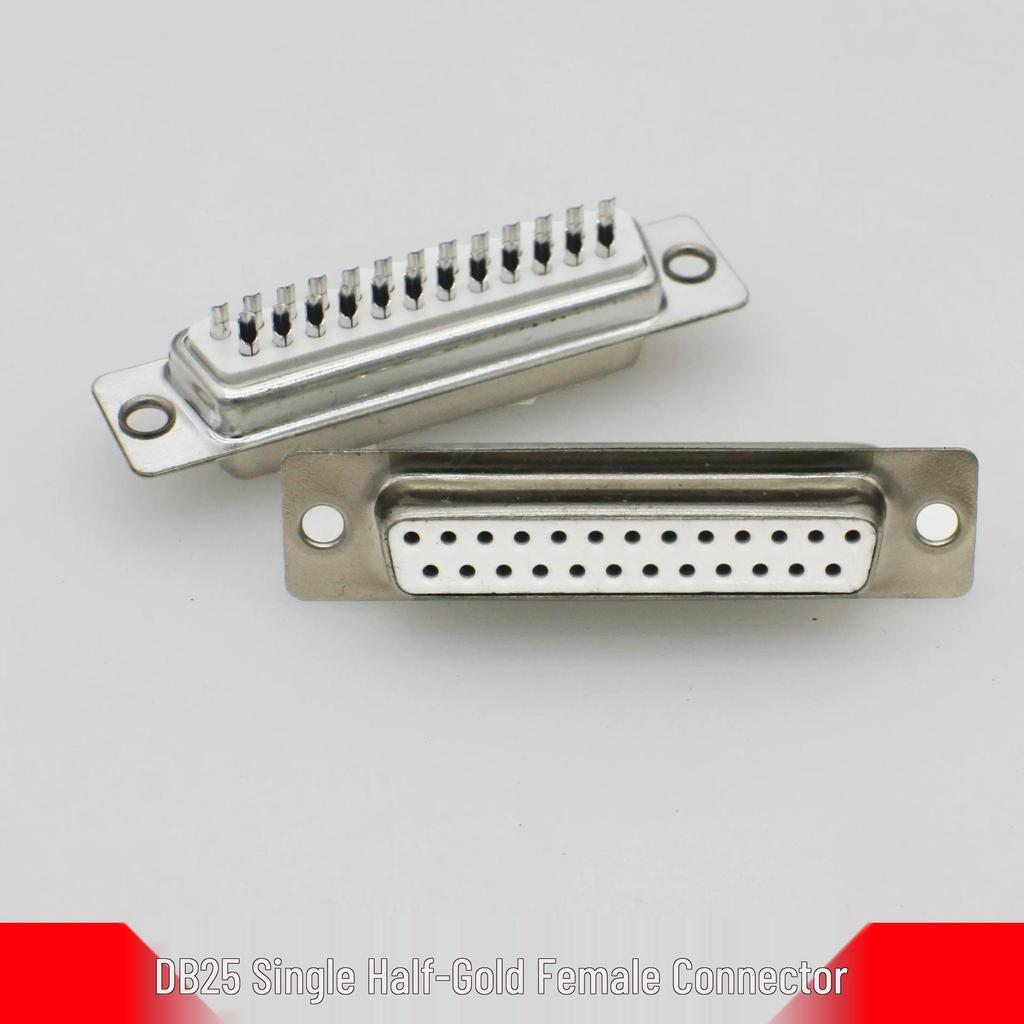 DB25 Serial Port Connector with Double Row, Solid Gold-Plated Pins