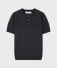 LEIRE Muscle Fit Henley Neck Short Sleeve Knit [Charcoal]