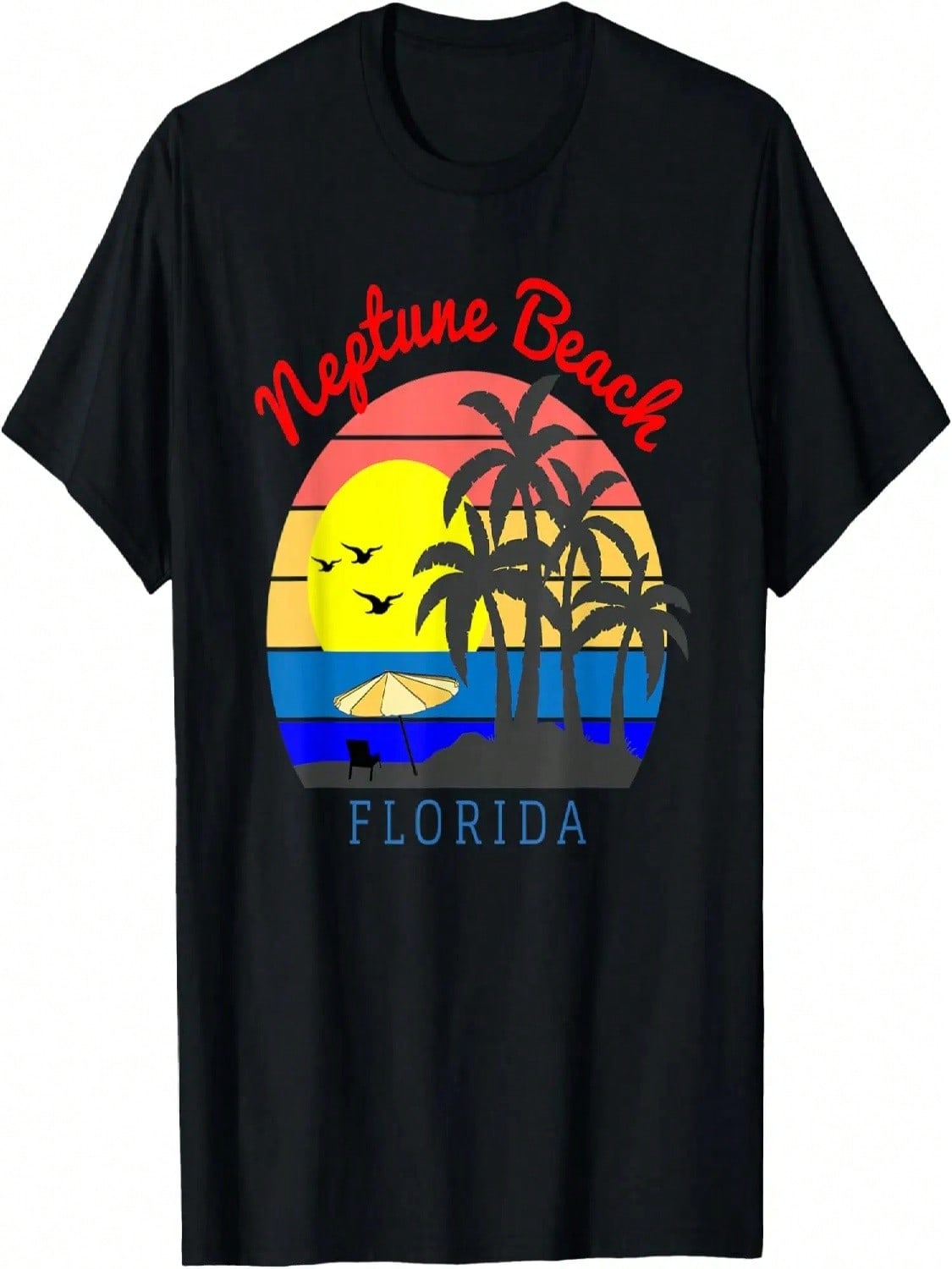Neptune Beach, Florida - Vintage Retro Beach Sunset Souvenir T-Shirt S разноцветный