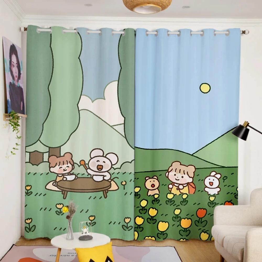 Cartoon Japanische Verdunkelungsvorhänge Kinderzimmer Niedliches Schlafzimmer Dicke Verdunkelungsgardine Verschiedene Stile und Muster Vorhänge