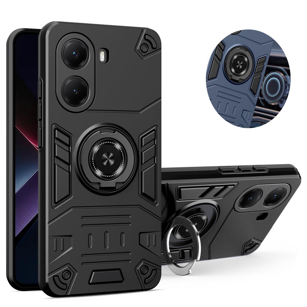 Etui na Xiaomi Poco X7 Pro C75 C71 F7 X7 5G Pancerne Wstrząsoodporne z Pierścieniem Podstawką Uchwyt Skorupa Coque Fundas