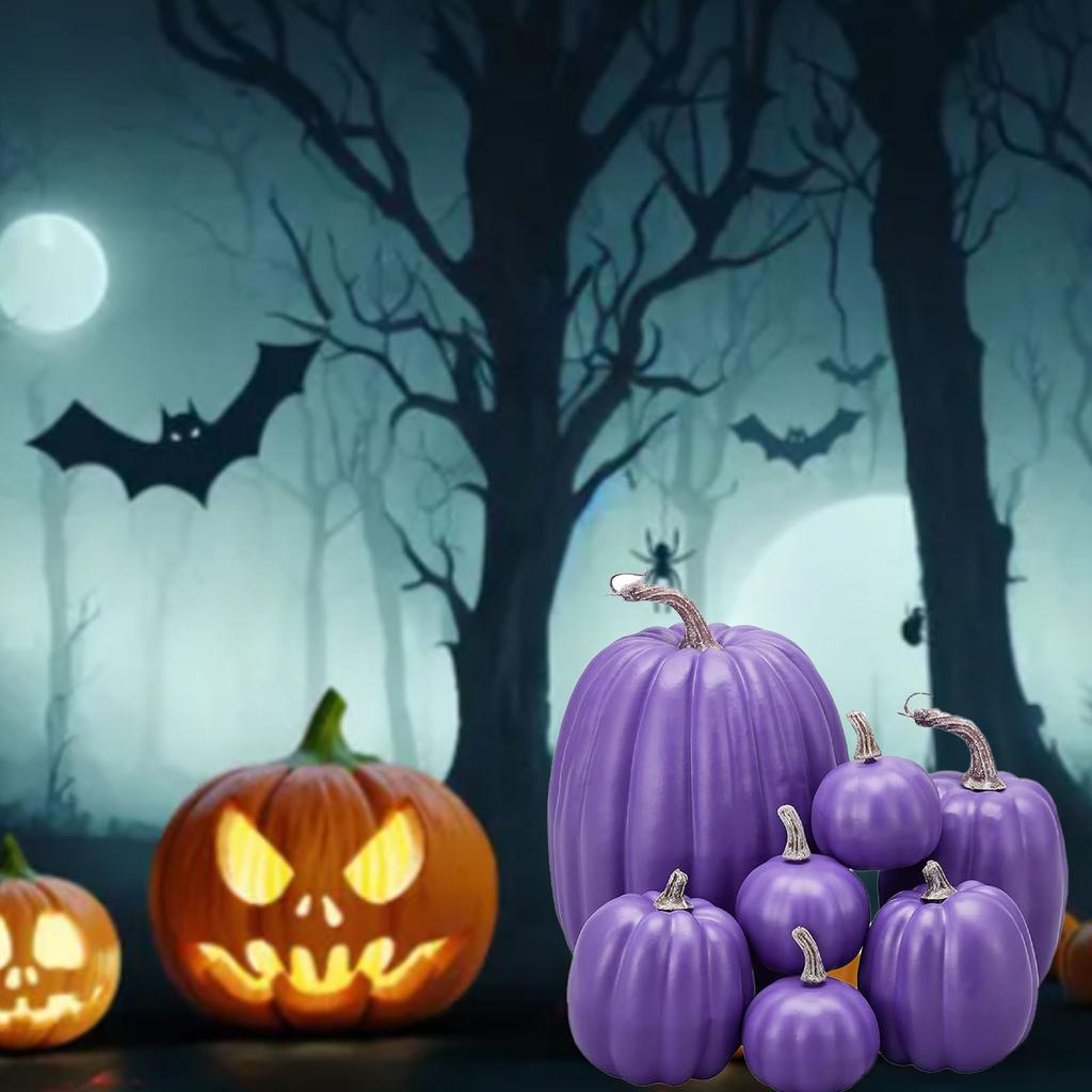 7 piezas Calabaza Simulada Pintura Brillante Ligera Creativa Reutilizable Calabaza de Espuma para Decoración Atrezzo