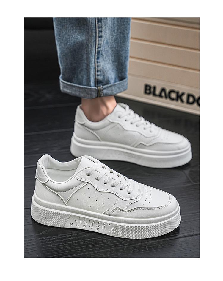 Men's Autumn White Thick-Soled Breathable Sneakers: Versatile, Trendy, Casual Skate Shoes