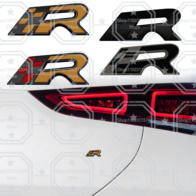 gycsn9 3D R Front Grill Emblem Metal Car Side Badge Decoration Rear Trunk Sticker For 300 LEON 5f IBIZA 6j ATECA Race Flag