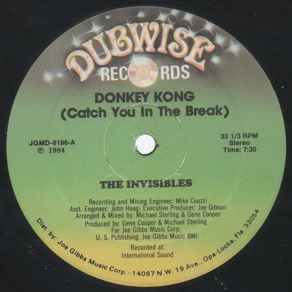 

12-дюймовая пластинка INVISIBLES Donkey Kong Catch You In The Break JGMD8196 Dubwise Records 1984 Япония Рэп Хип-Хоп R&B Б/у