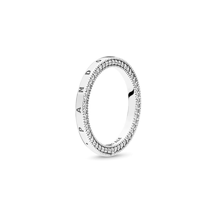 Pandora Letter Logo Engraved Design 925 Silver Ring Women ring 197437CZ Box+Shopping Bag,52