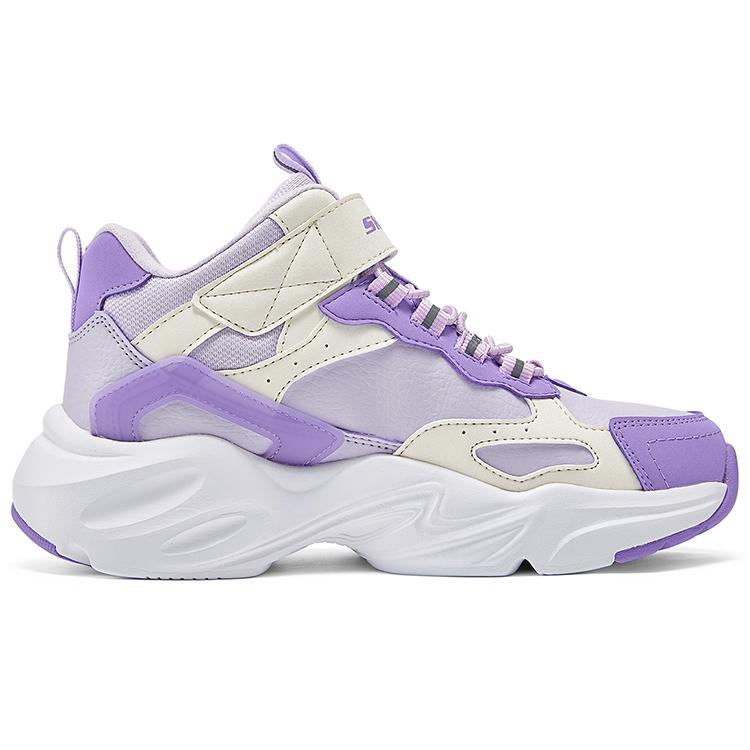 Skechers Girls Synthetic Leather Versatile Low-Top Casual Shoes Kids sneaker White Purple 319250L-WLPR