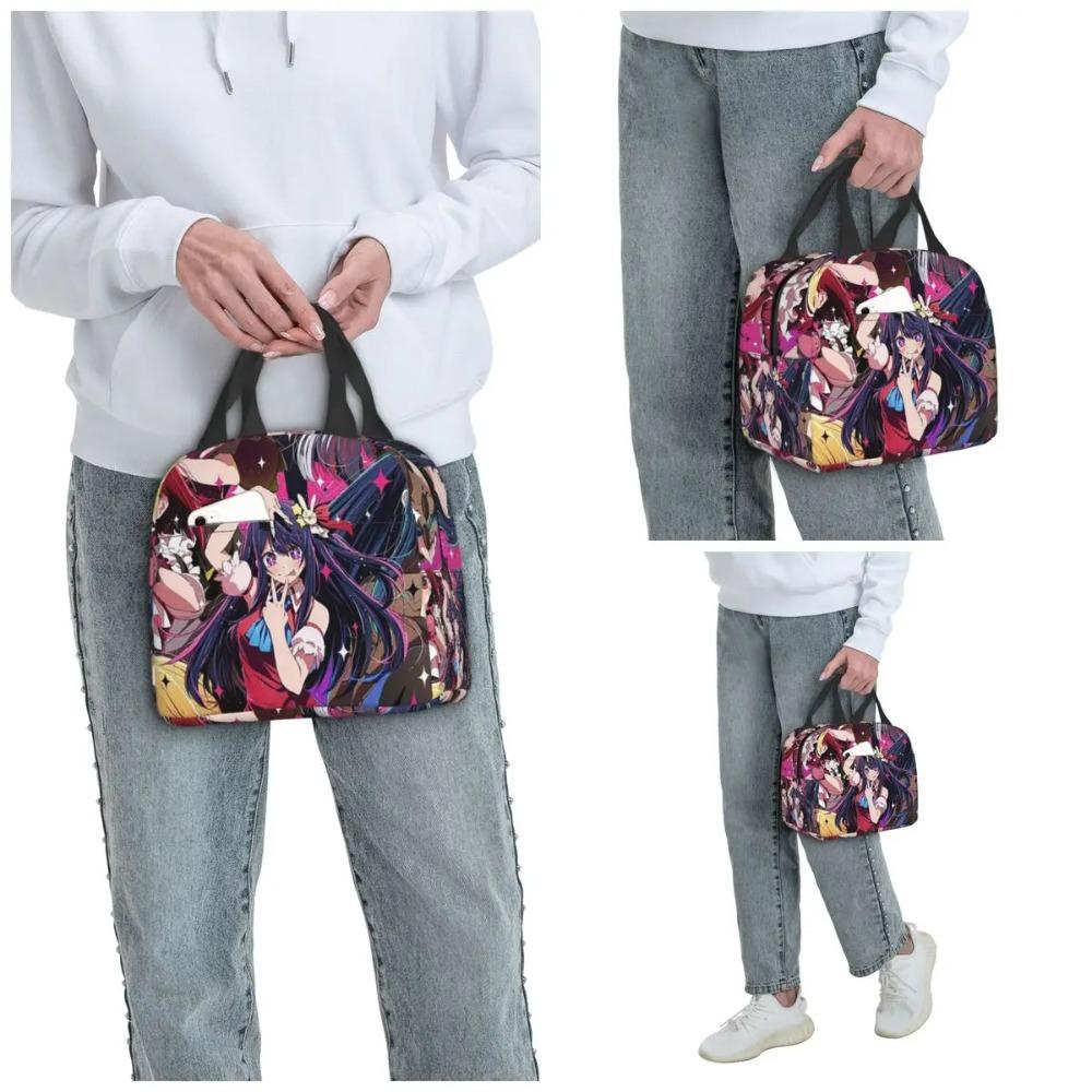 Oshi No Ko Anime Kawaii Insulated Lunch Bag for Women Office Cooler Thermal Food Box Tote Portable Lunch Boxes Container