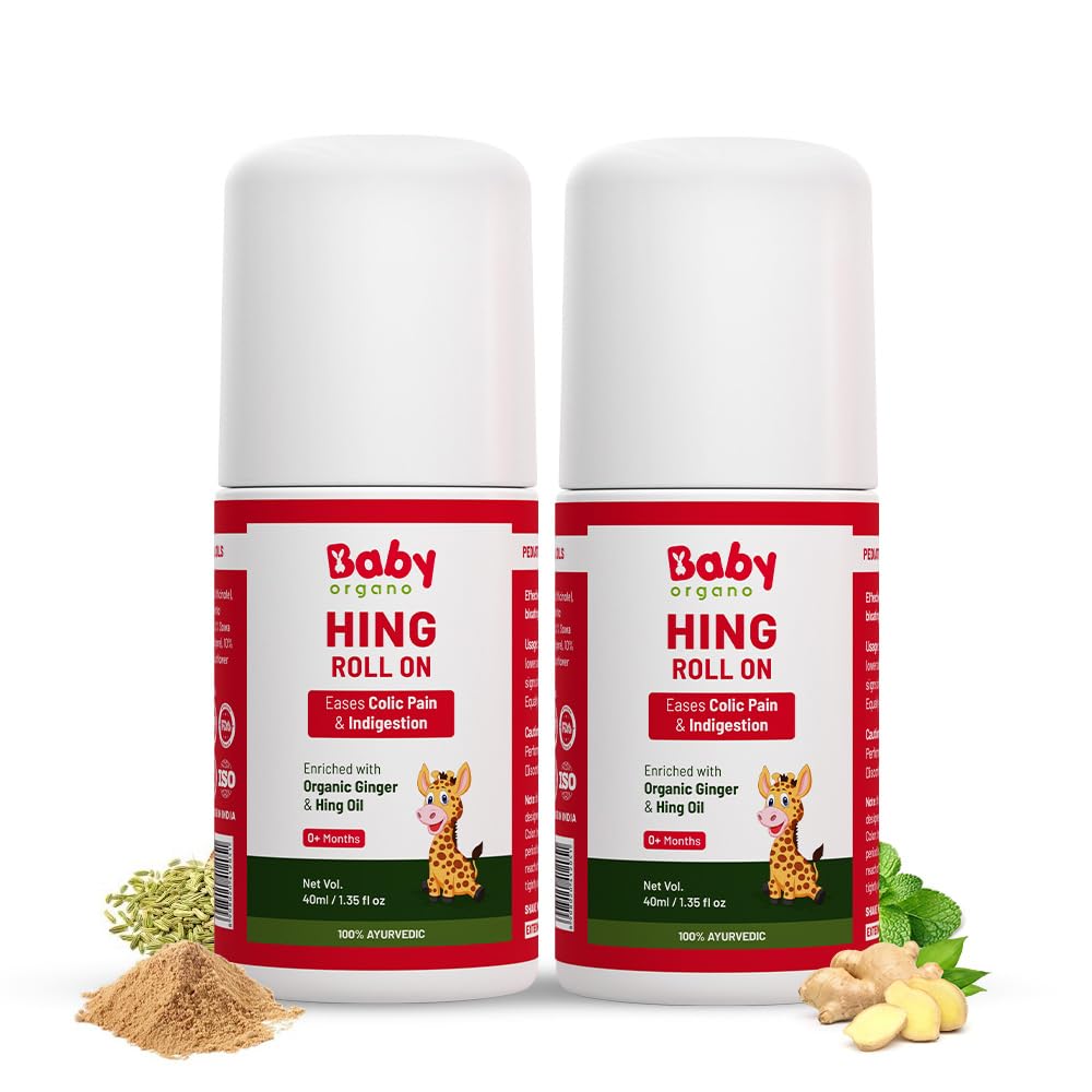 BabyOrgano Olio Roll-On Delicato per Pancia di Neonati e Bambini Cura Naturale Quotidiana Comfort Portatile 40ml Confezione da 2