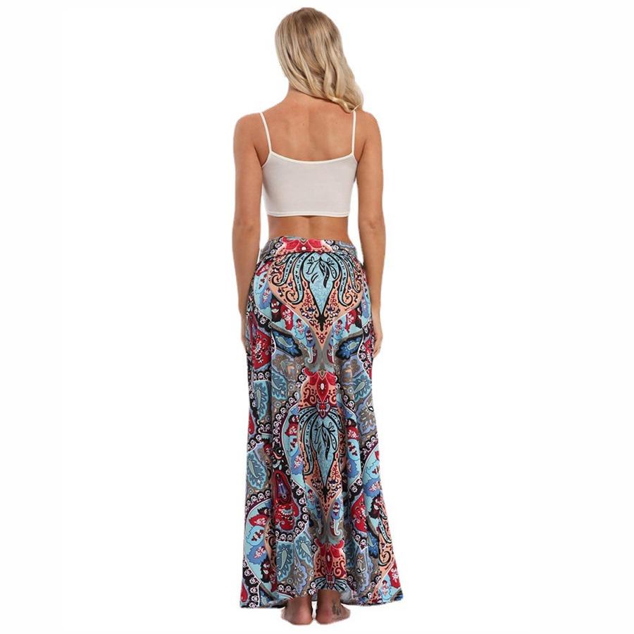 Summer Women's Leopard Print High Waist Long A-Line Maxi Skirt Bohemian Dress