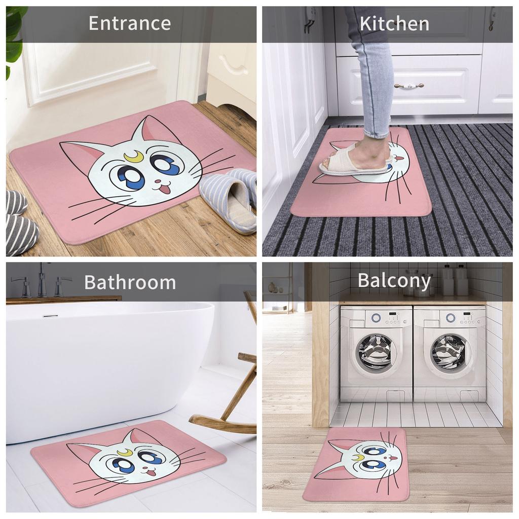Anime Sailors Moons Luna Cat Doormat Non-Slip Entrance Bath Kitchen Floor Door Mat  Bedroom Balcony Carpet Rug