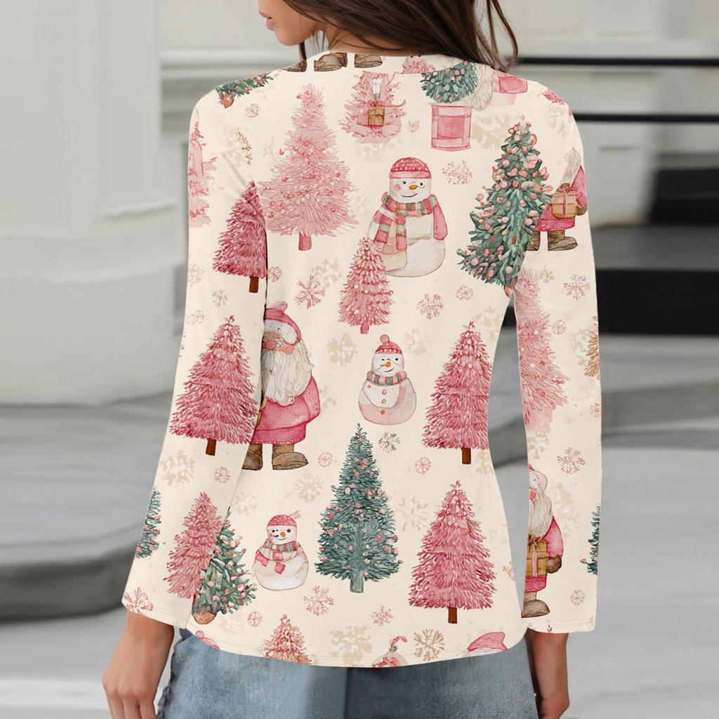 Long Sleeve Shirts For Women Cute Print Graphic Tees Blouses Casual Plus Size Basic Tops Pullover