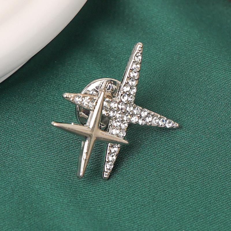 Elegant Starburst Metal Brooch: High-Grade Anti-Exposure Cross Design