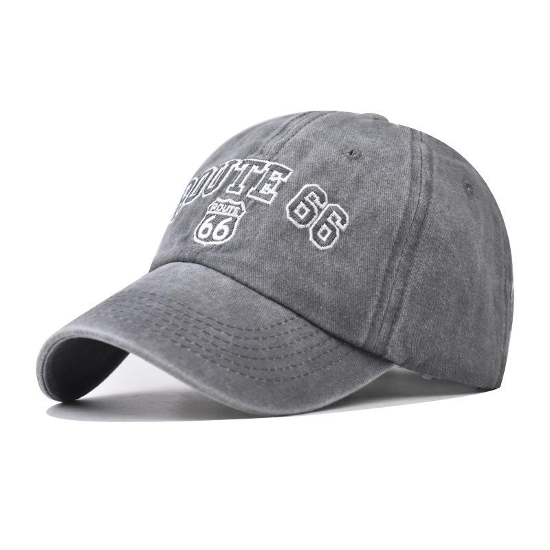 Hat Pure Cotton 66 Baseball Hat Water Wash Embroidered Big Letter
