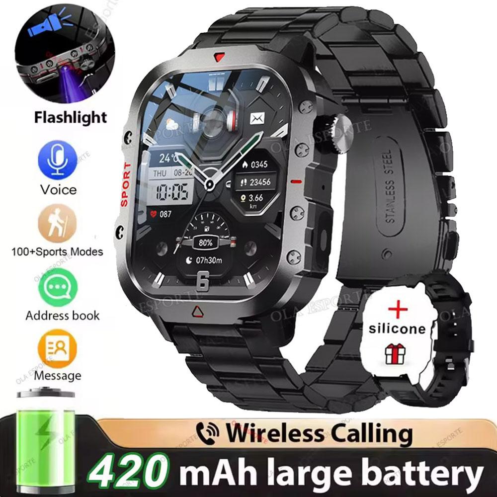 New Military Smart Watch Men IP68 5ATM Outdoor Sports Fitness Tracker Health Monitoring 1.81Inch Bluetooth Calls Smartwatch HT30