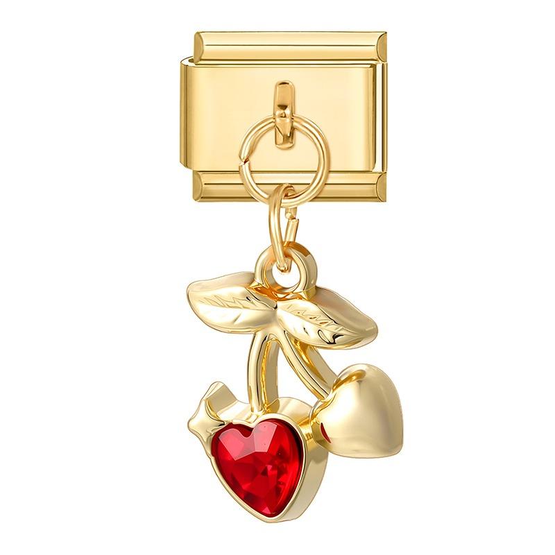 New Y2K Gold Color Butterfly Moon Bow Shell Star Pearl Pendant Italian Charm Link Fit 9mm Stainless Steel Bracelet DIY Making