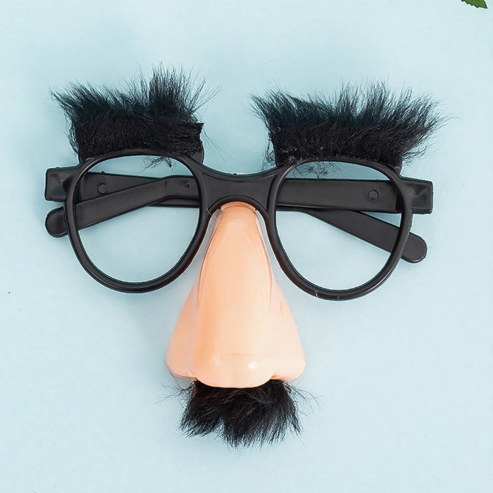 Funny Big Nose Glasses with Eyebrows And Curly Beard Funny Disguise Eyewear for Costume Parties Photo Booths Novelty Props