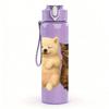 1PC Two Cats Gesture Cartoon Art 750ml Color Plastic Sports Water Bottle Leakproof Flip Straw Lid Suitable for Sports Office Home Use