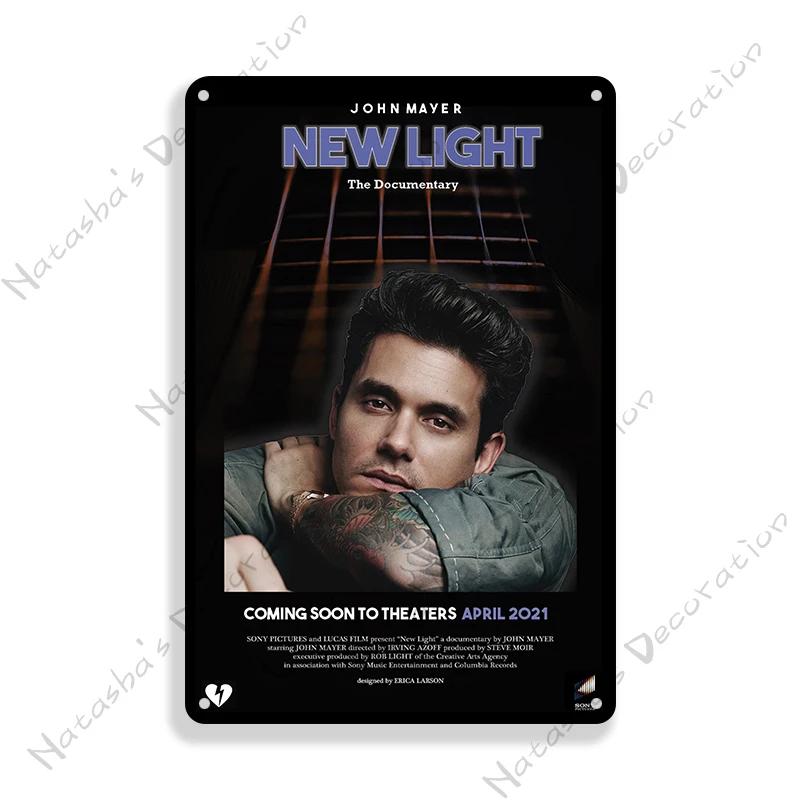 Letrero Metálico John Mayer Póster Vintage Bar Pub Club Señal de Pared Metal Oxidado Señal de Lata Retro Música Metal Póster Pared Decoración Industrial