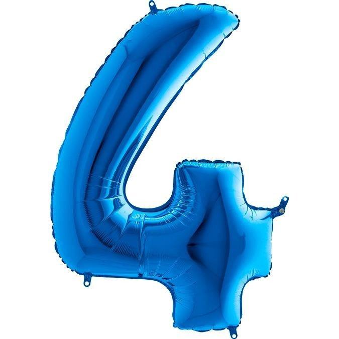 Super Merchant Blauwe Folieballon Cijfer 4 - 102 Cm Grabo