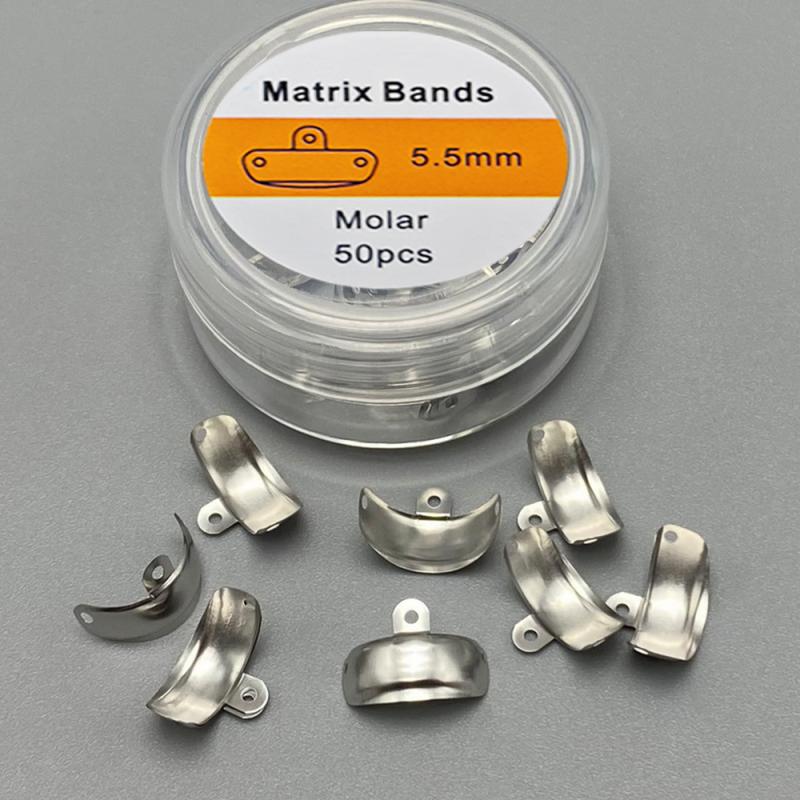50Pcs Dental Matrix Bands Sectional Contoured Metal Matrices Dental Forming Clip 3.5/4.5/5.5/6.5Mm For Teeth Dentistry Tools