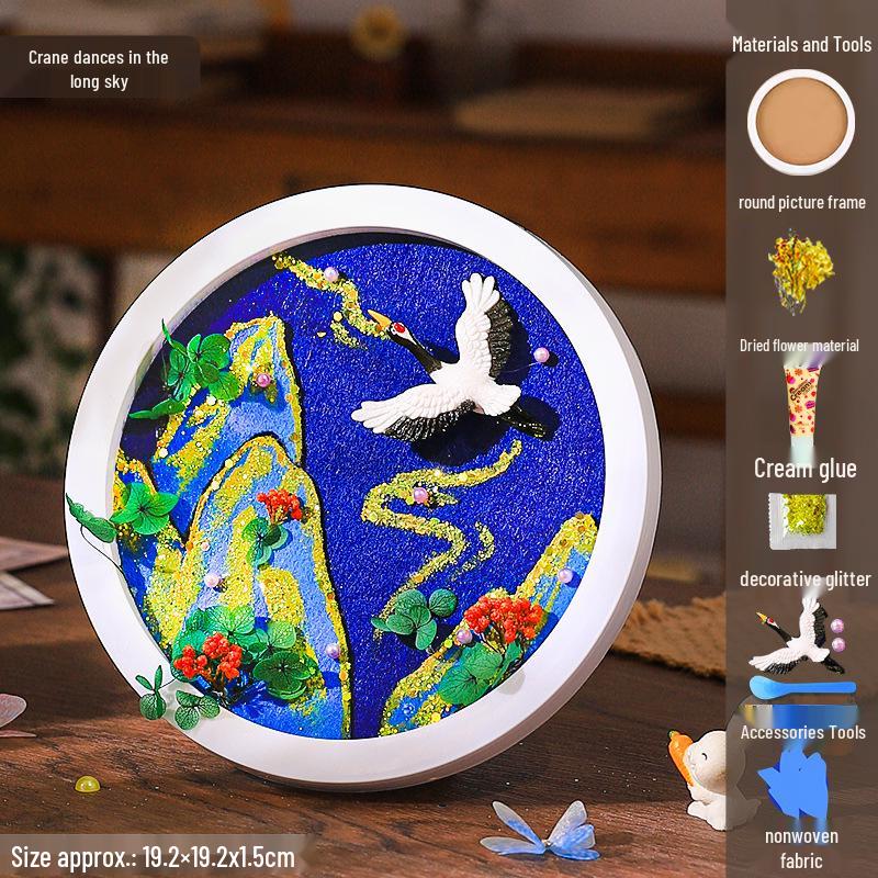 DIY Craft Kit: Textured Painting with Clay, Cream Glue, Round Plate & Photo Frame for Kids' Creative Gifts