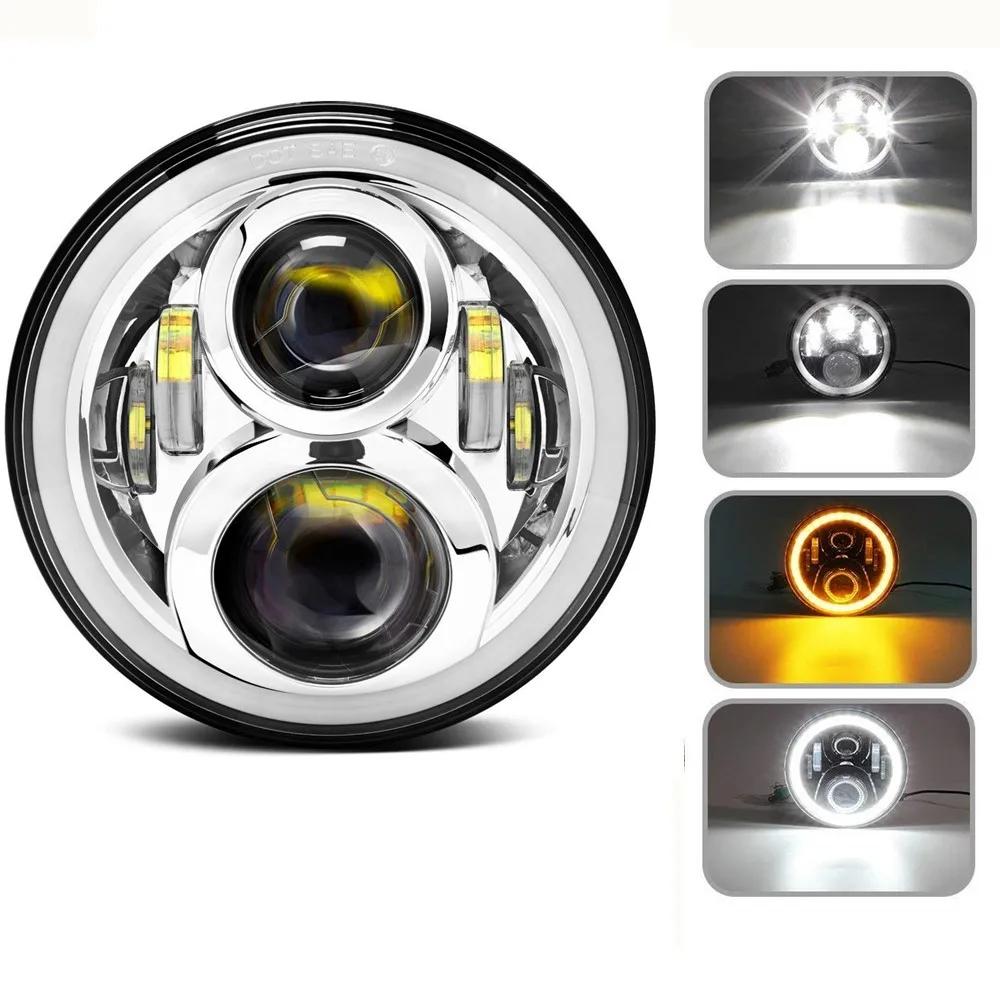 Universal 7 Inch Led Car Motorcycle Headlight DRL H4 Headlamp For Harley BMW Yamha Honda 7" Headlight