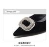 [Same as in the mall] Temperament pointed heavy duty water drill square buckle thin heel shallow mouth single shoe