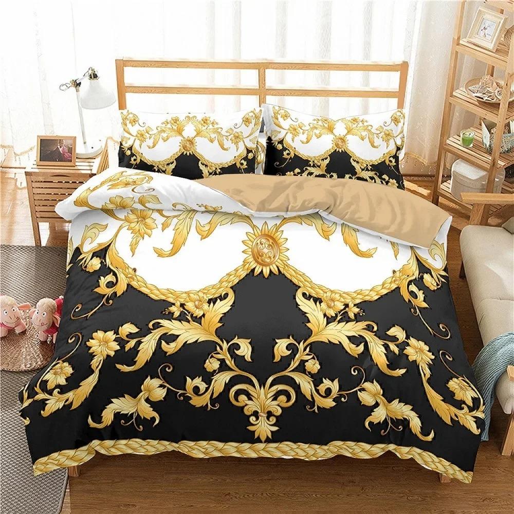 23pcs Bedding Set Luxury Duvet Cover Set Home Decor Bed Set Golden Duvet Cover  Comforter Cover with Pillowcase Full Queen Size