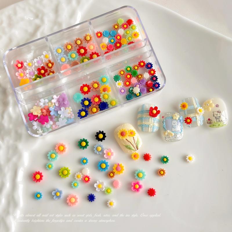 Summer Vibe Sunflower Nail Charms 3D Flower Resin Stereo Flower Nail Art Decorations For Diy Nail Art & Salon Use