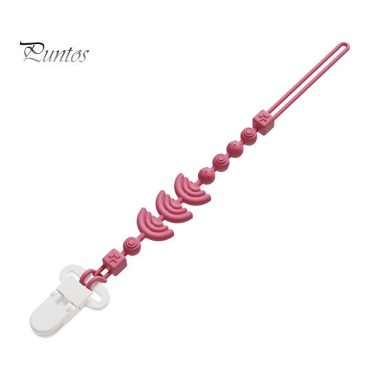 Silicone Pacifier Clip with Teether for Infants, BPA-Free Chewable Baby Anti-Drop Holder Infant Teething Relief Accessory Chain 0-24 Months, Boil-Safe