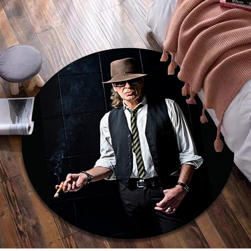 1 vnt. Udo Lindenberg apvalus spausdintas kilimas - namų dekoracija Kilimas svetainei, miegamajam, grindims, kompiuterio kėdės plotui