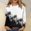 Women's Basic Long-sleeved T-shirt, Round Neck, Leaf Print, Plain Top, Everyday Pullover, Party Gift, Versatile T-shirt