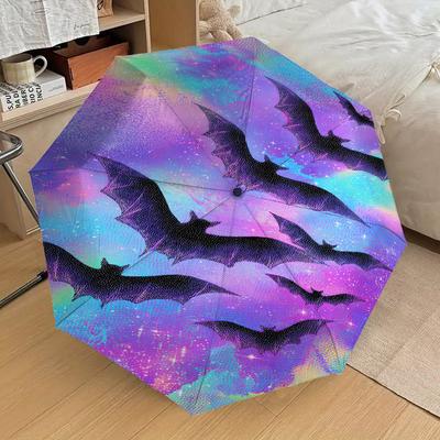 1pc Bat Galaxy Pattern Umbrella  Automatic Opening and Closing Umbrella, High Quality Umbrella, Ideal Gift for Her 345