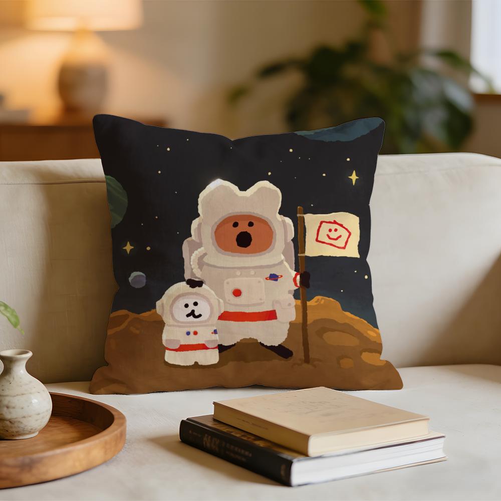 Cartoon DDinotaengs Cute Cushion Cover Short plush pillowcase for bed sofa carwashable
