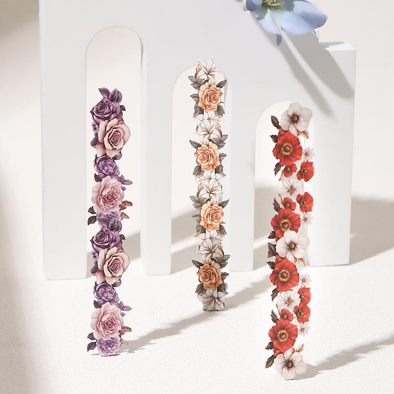 Journal GO 15pcs Long Strip Flower Stickers Scenery Creative Landscrape DIY Hand Made Collage Junk Journal Scrapbook Suppliese