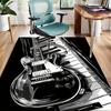 Luxury Velvet Guitar Piano Rug - Non-Slip Black/White Music Carpet for Bedroom & Living Room Decor