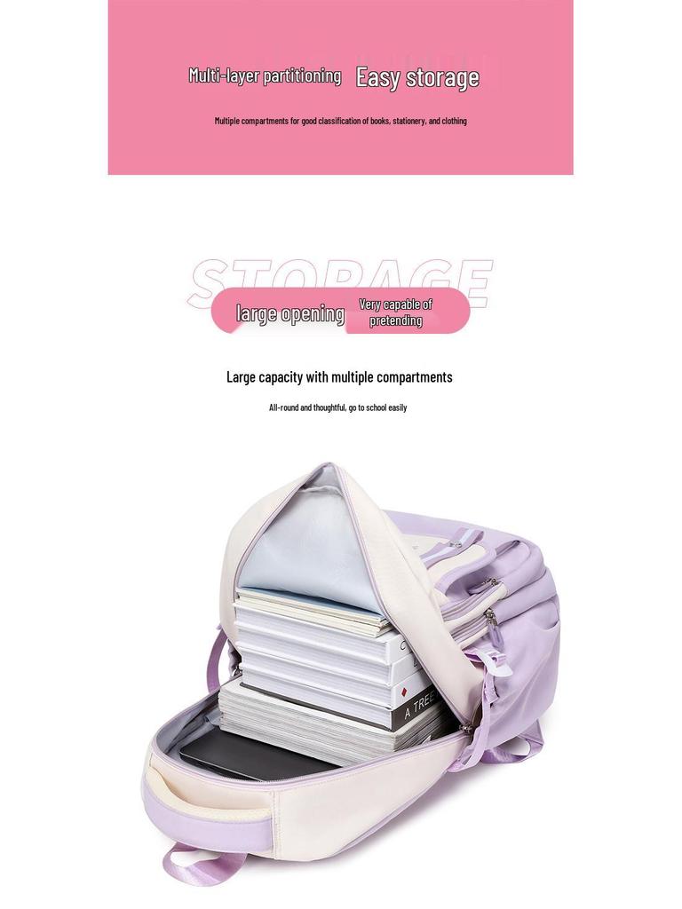 Korean Style Waterproof Backpack: Lightweight, Decompression, Multi-compartment, Large Capacity for Primary To High School Students