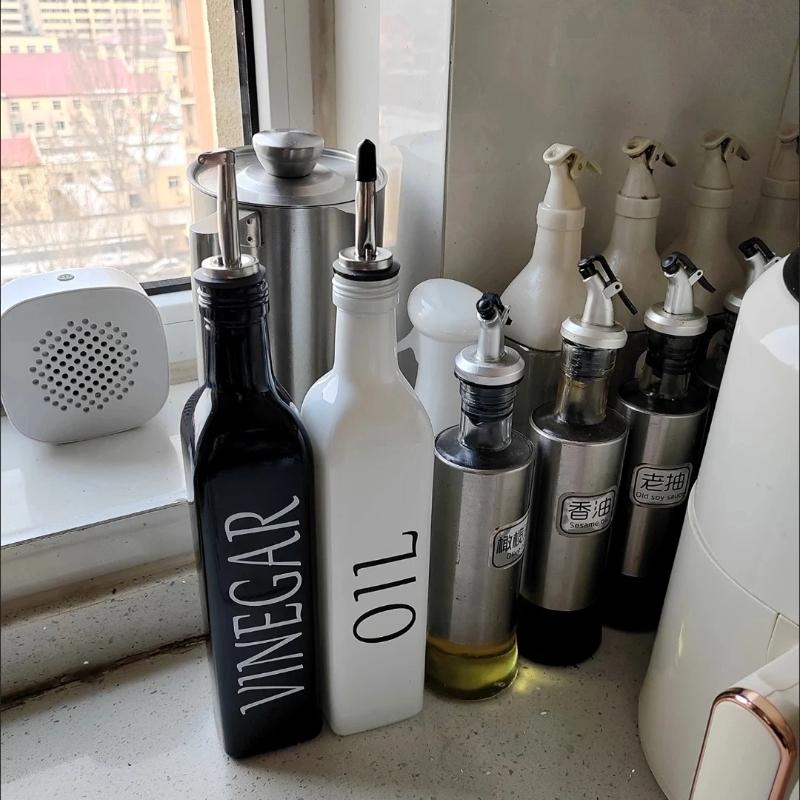Nordic INS Style Black and White Oil & Vinegar Bottle Set – Minimalist Kitchen Seasoning Jars