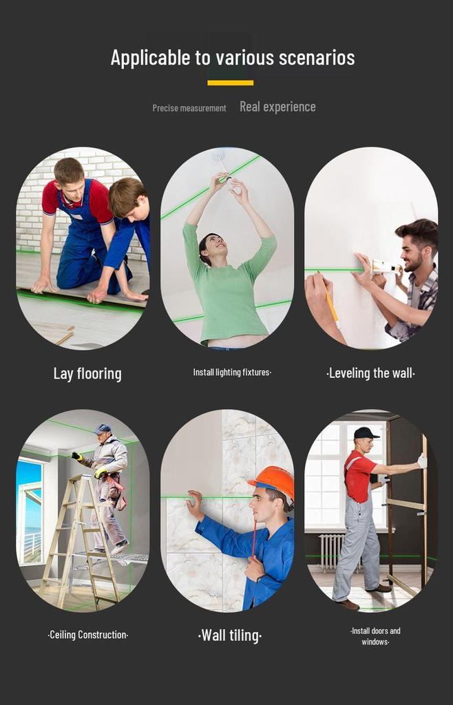 5-Line Multi-Function Green Laser Level Meter with Millimeter Accuracy for Household and Construction.