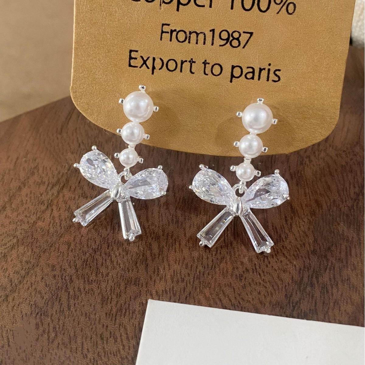French Zirconia Bow Studs: Unique Design, Exquisite & Versatile Earrings