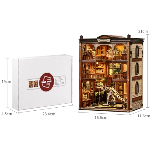CRESYMME Miniature House Dollhouse Book Nook Kit, Wooden DIY 3D Hobby Handmade (Fossil Museum)