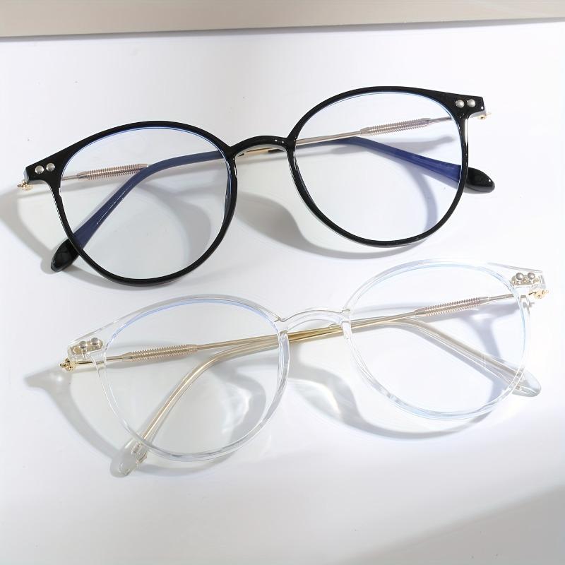 Women's Full-Frame Metallic Retro Clear Lens Glasses Fashion Accessories for Daily Commute and Photo Shoots