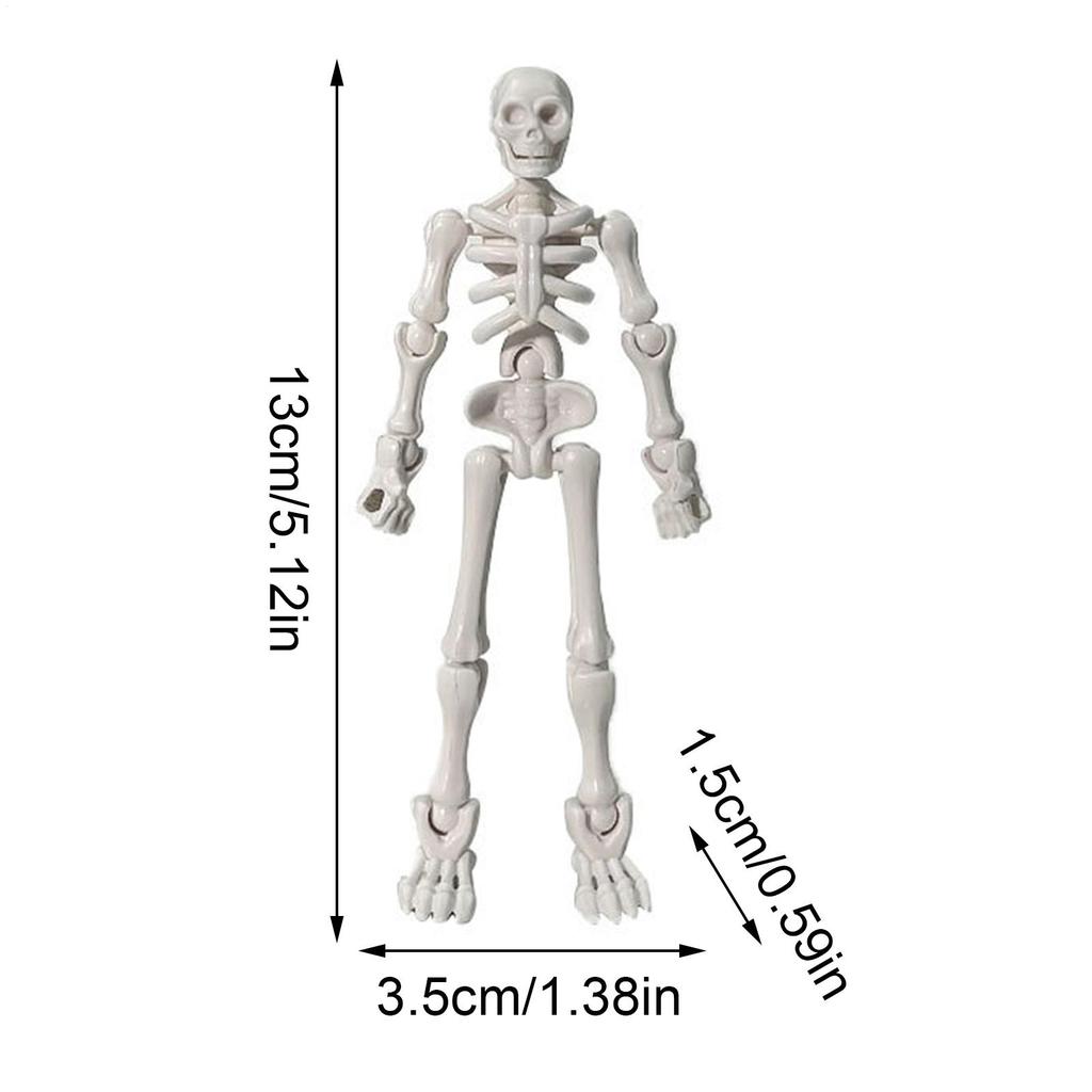 Movable Skeleton Toy Halloween Movable Skeleton Figurine Human Bone Desktop Figure Model For Home Classroom Teaching Display