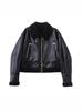 2025 Autumn/Winter Women's Faux Fur Turn-Down Collar Motorcycle Jacket