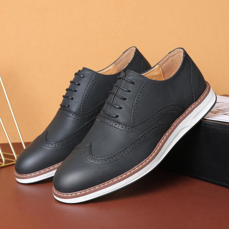 

Брок кожаные туфли мужские деловые туфли Оксфорды летние британские туфли для костюма мужские свадебные туфли для жениха 38 чёрный