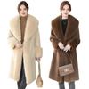 Autumn and winter new padded imitation leather long coat imitation mink fur coat big fur collar woman